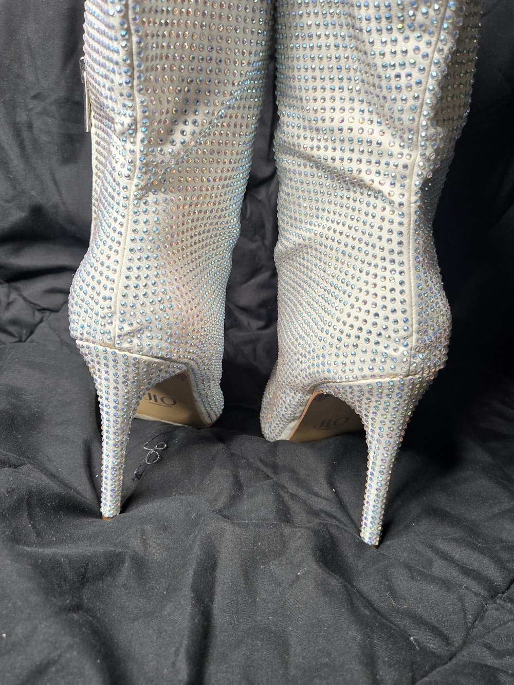 JLO Jennifer Lopez Adalynn 2 Rhinestone Knee High Boots White 11M Stiletto - Picture 8 of 10